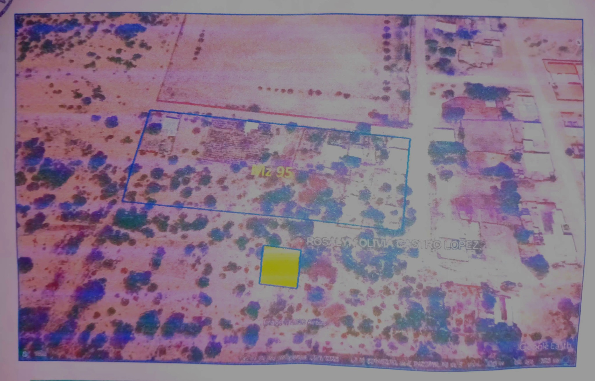 Plano catastral satelital Manzana 95 Santa Isabel Laynas La Matanza Morropón Piura Peru